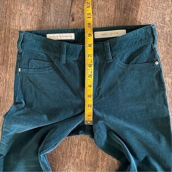 Anthropologie Pants Pilcro Teal corduroy Cotton Stretch 25 Green Boho - Picture 6 of 10